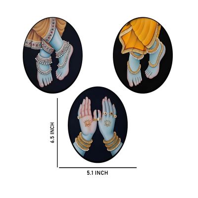 Lord Krishna Divine Wall Art Set   Spiritual Paintings  Modern & Traditional Home Interiors  Wall Décor for Living Room, Pooja Room & Office (Radha Krishna Wall Art)